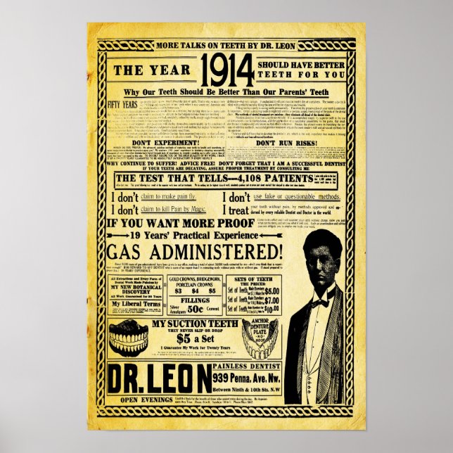Vintage Dr. Leon Dentist Office Impressão (Frente)