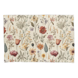 Vintage Dried Wildflower Burgundy Pink Yellow