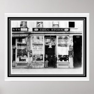 Vintage Drug Store B&W Foto/ Poster 16 x 20