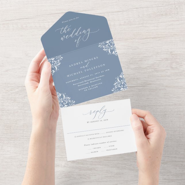 Vintage Dusty Blue Weding Elegante (Tearaway)