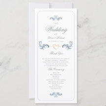 Vintage Dusty Blue Weding Program