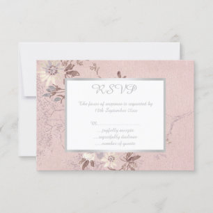 VINTAGE DUSTY PINK FLORAL SILVER TODA OCASIÃO RSVP