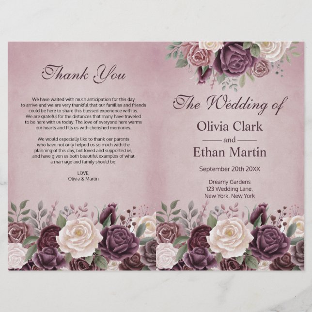 Vintage Dusty Rosa Blooming Floral (Frente)