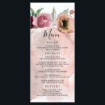 Vintage Dusty Rosa Floral Wedes Menus<br><div class="desc">Cartões de casamento vintage com rosa e flores vermelhas entorpecidas</div>