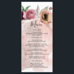 Vintage Dusty Rosa Floral Wedes Menus<br><div class="desc">Cartões de casamento vintage com rosa e flores vermelhas entorpecidas</div>