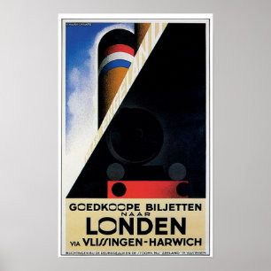 Vintage Dutch Rail Ferry Poster