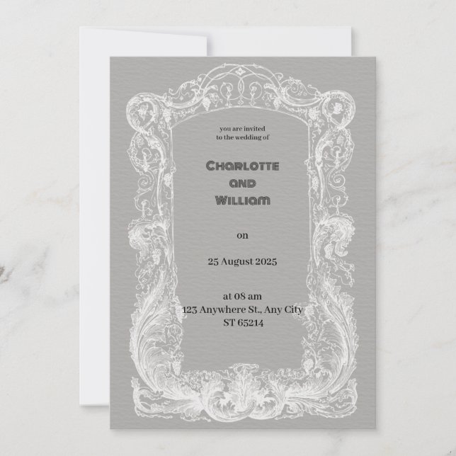 Vintage e Convite para Casamento Elegante (Frente)