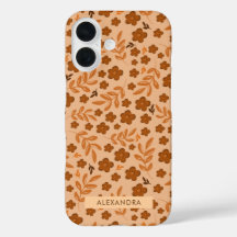 Vintage Earthy Brown Ditsy Floral Patterno