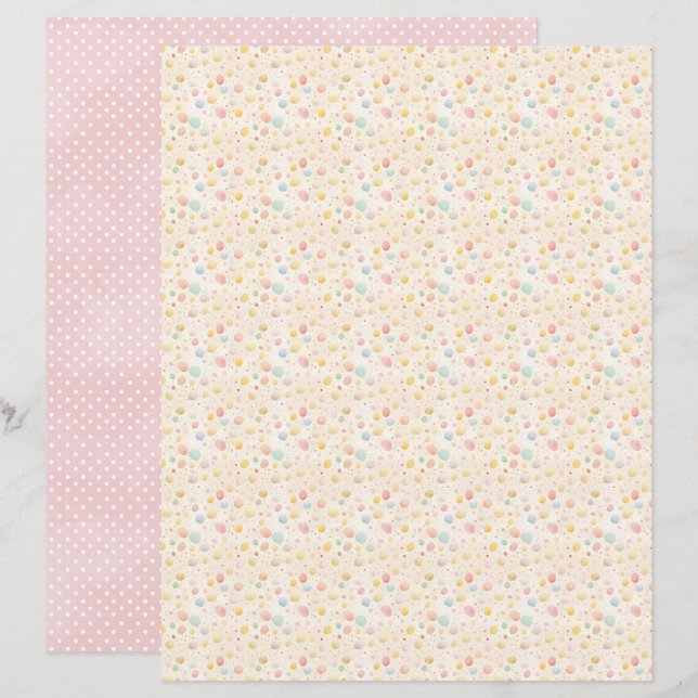 Vintage Easter Eggs Scrapbook Paper (Frente/Verso)