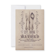 Vintage EAT DRINK E BE CASADO Cartão RSVP de Casam