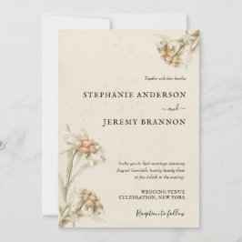 Vintage Edelweiss Convite Floral Para Casamento