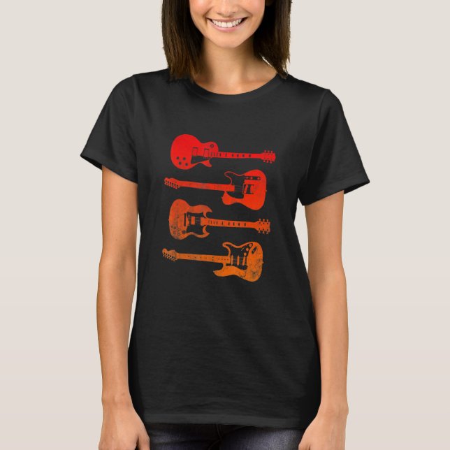 Vintage Electric Guitars T-Shirt Distressed Men Wo (Frente)
