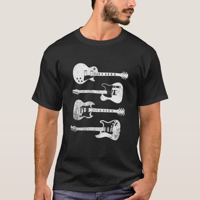 Vintage Electric Guitars T-Shirt Distressed Men Wo (Frente)