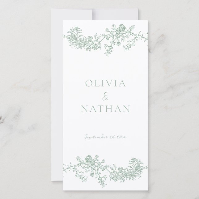 Vintage Elegance Sage Green Wedding Program (Frente)