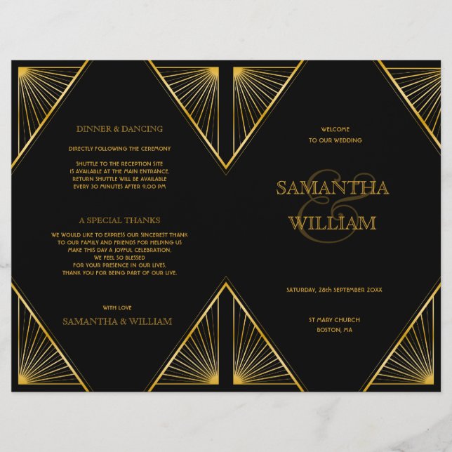 Vintage Elegant Art Deco Black Dourado Weda Progra (Frente)