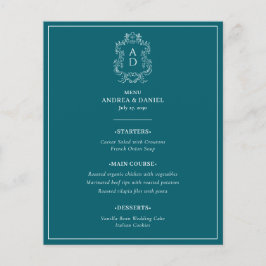 Vintage Elegant Blue With Border Wedding Menu