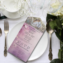Vintage Elegant Lilac Purple Floral Photo RSVP