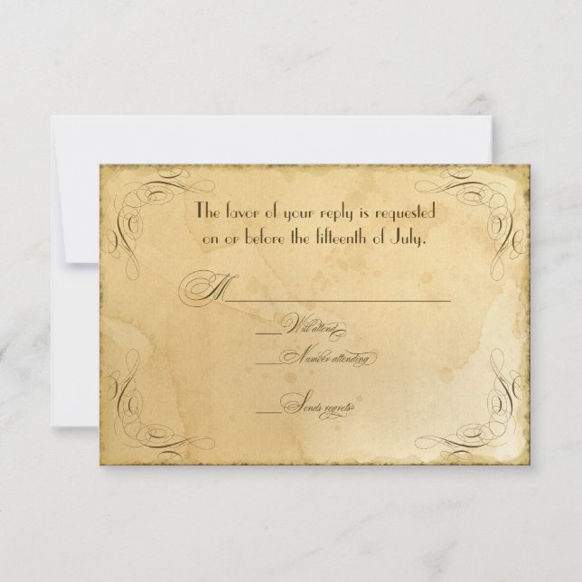 Vintage Elegant Tea Ssted Wedding RSVP (Frente)
