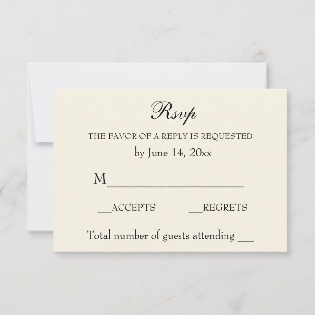 Vintage Elegant Wedding RSVP — Creme sofisticado (Frente)