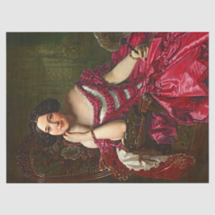 Vintage Elegante Em Papel Tecido De Decoupage Verm