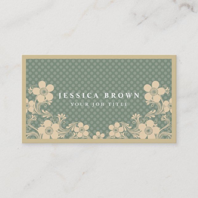 Vintage elegante floral & cartão de visita das (Frente)