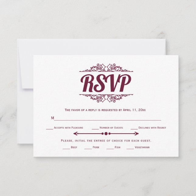 Vintage elementos burgundy - tipografia RSVP (Frente)