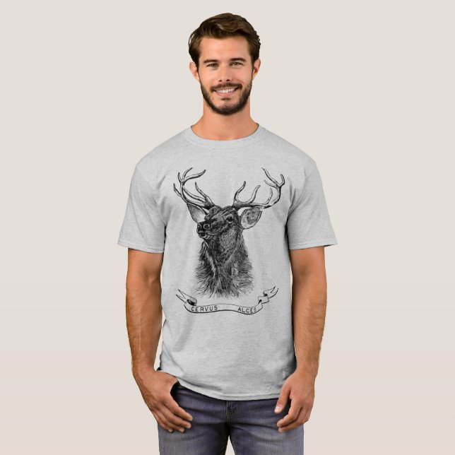 Vintage elk head significa camiseta divertida (Frente Completa)