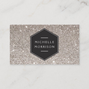 Vintage Emblem on Silver Glitter Cartão de visita