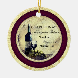 Vintage Enfeites de natal de uvas verdes de vinho