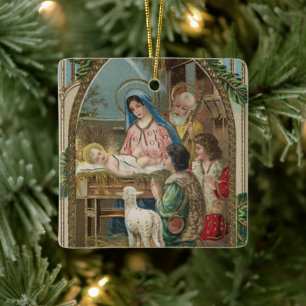 Vintage Enfeites de natal religioso com desejos