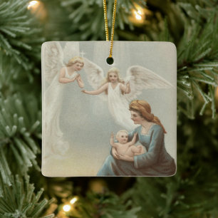 Vintage Enfeites de natal religioso com desejos