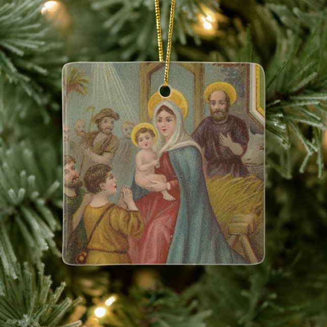 Vintage Enfeites de natal religioso com desejos (Árvore)