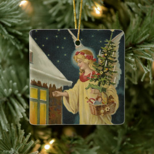 Vintage Enfeites de natal religioso com desejos