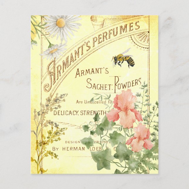 Vintage Ephemera Floral Bebê Scrapbook Paper (Frente)