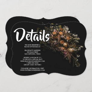 Vintage Escuro Convite Floral