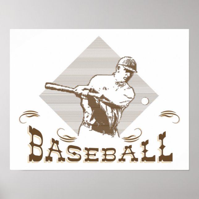 Vintage, Estilo Retro Posters Baseball (Frente)