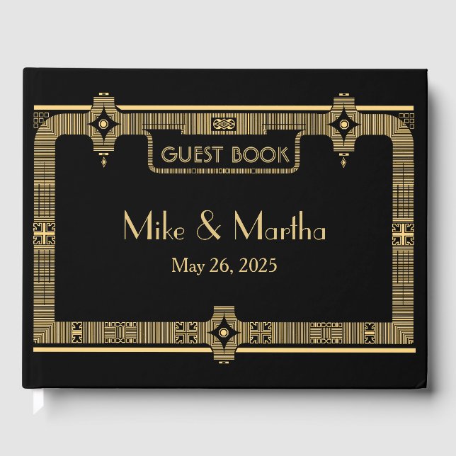 Vintage Excelente Gatsby Art Deco Livro de Convida (Frente)