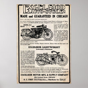 Vintage Excelsior Motorcycle Company Impressão