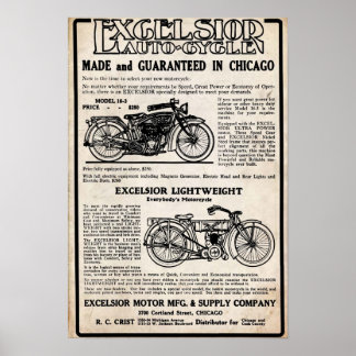 Vintage Excelsior Motorcycle Company Impressão