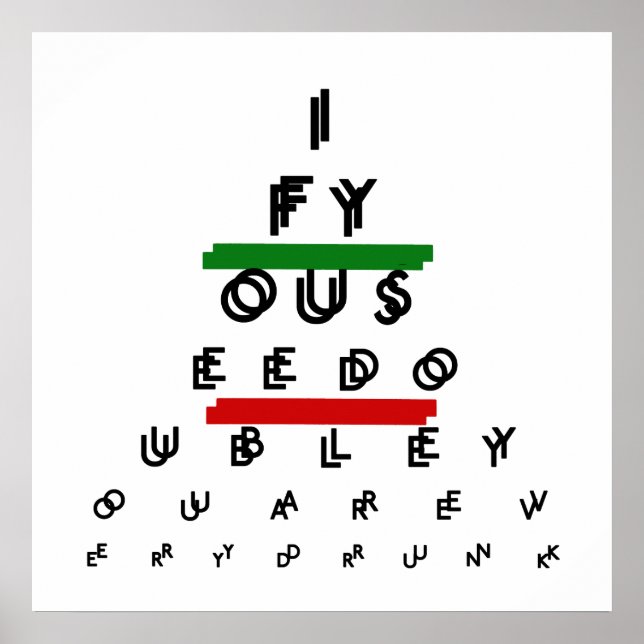 Vintage Eye Chart Man Cave Poster (Frente)