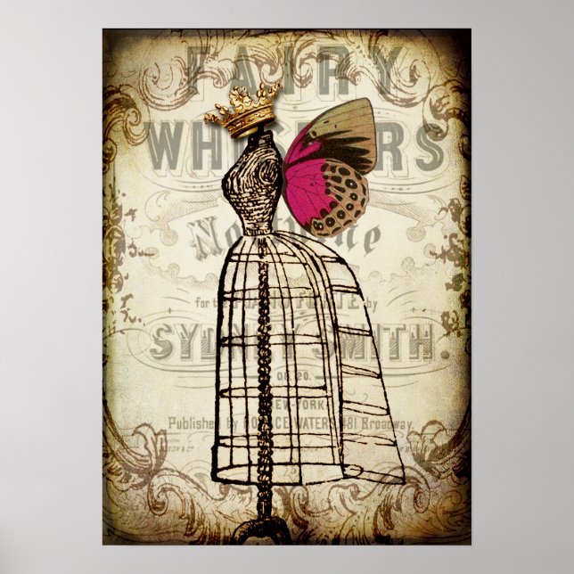 Vintage Fairy Dress Form Poster (Frente)