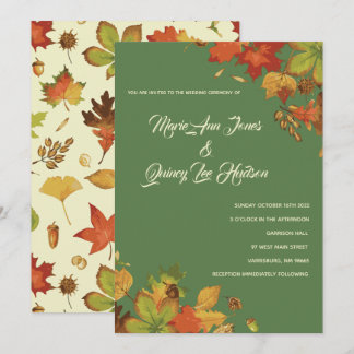 Vintage Fall Deixa Convites De Casamento Verde