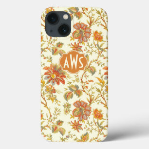 Vintage Fall Floral Deixa O Monograma Laranja