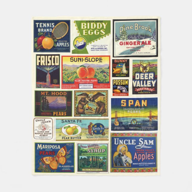 Vintage Farmhouse Labels lança cobertor (Frente)