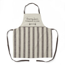 Vintage Farmhouse Ticking Personalizado Apron