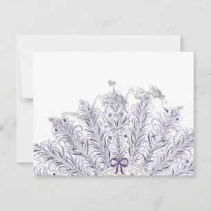 Vintage Feather Fan Love Birds Casando RSVP