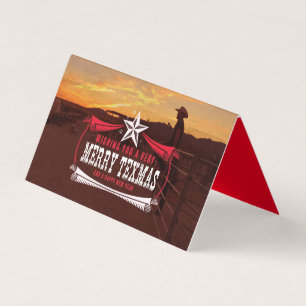 Vintage Feliz Texmas Cowboy Cartão de Natal
