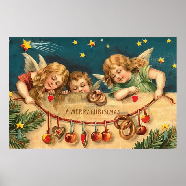 Vintage Felry Christmas Angels Poster (Frente)