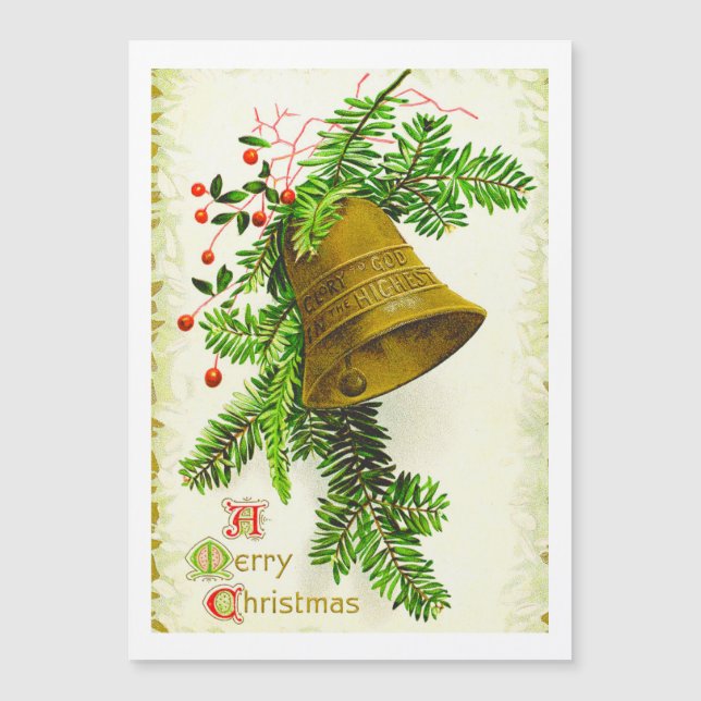 Vintage Felry Christmas Bell Holiday Card (Frente)