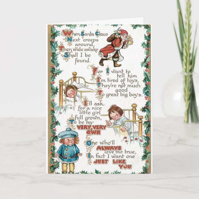 Vintage Felry Christmas Card - Cartão Cupie (Frente)